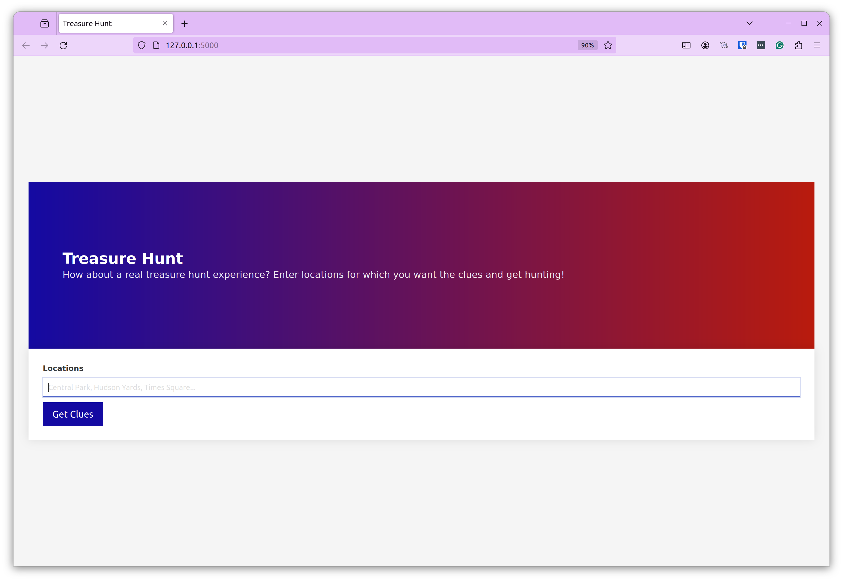 Treasure Hunt GenAI App UI